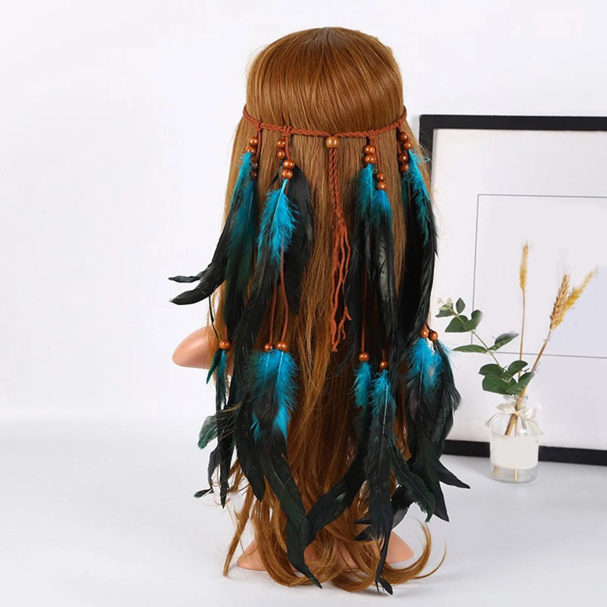 Bohemian Hippie Headband Dream Catcher Feather Headdress Ladies Fashion Peacock Feather Headbands Festival Hair Accessories
