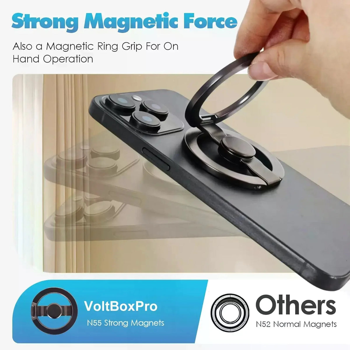 Phone Stand & Fidget Spinner Combo, Dual Magnetic Ring Stand, Fidget Toys Adults, Foldable, 360° Rotation, Desk Phone Stand, MagSafe Compatible, Stress Relief Accessory for Home/Office/Travel/Gym